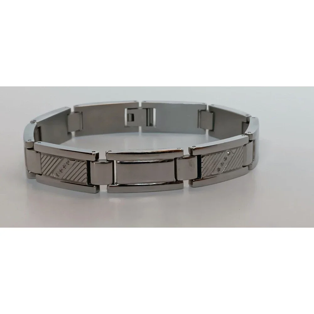 Men's 11 mm Stainless Steel & Diamond Bracelet 8.75 in